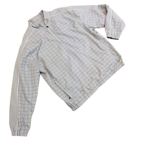 Men’s Tommy Armour  1/4 zip windbreaker pullover light gray check jacket size xl - Picture 1 of 7